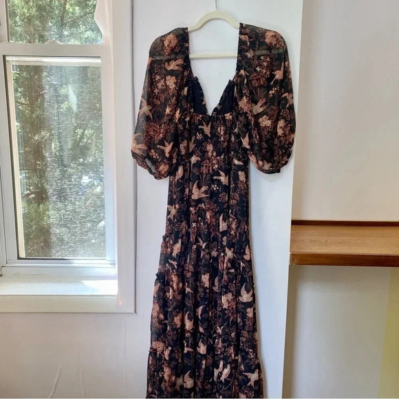 New Free People Youre A Jewel Maxi Dress Printed Floral Summer Long Sleeve - Picture 8 of 13